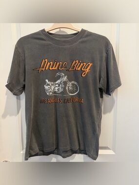 Anine Bing Gray Motorcycle Crewneck Tee